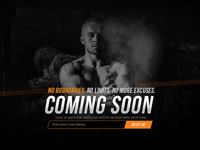 Coming Soon Page black coming dark design fitness gym minimal orange page soon