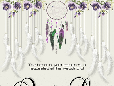 Bohemian Wedding Invitation design illustration invites layout wedding wedding invitation