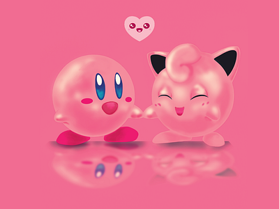 Kirby & Jigglypuff love story jygglypuff kirby love nintendo pink pokemon