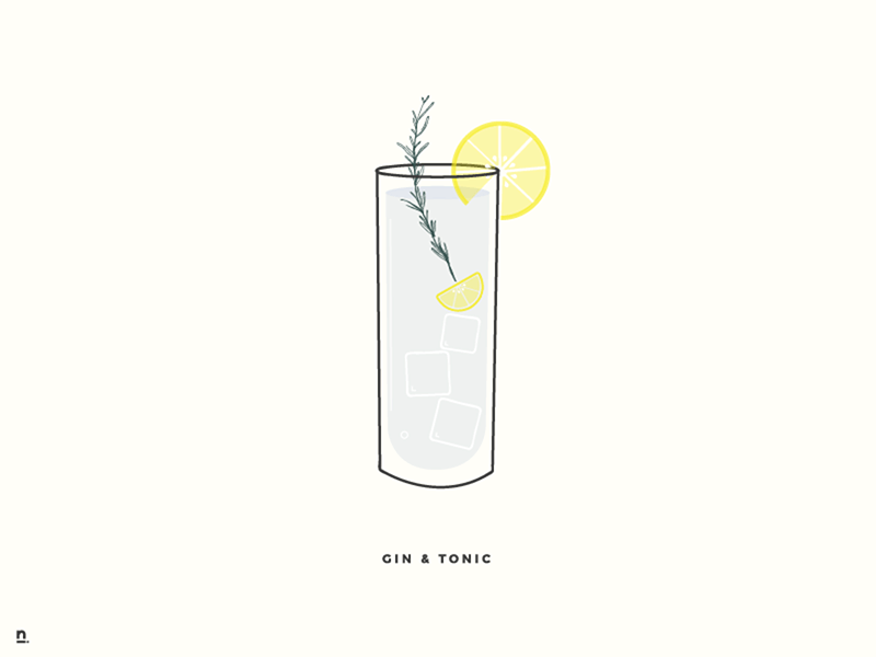 Gin & Tonic animation bubbels drink gin gin tonic ice illustration lemon rosemary sprinkle tonic