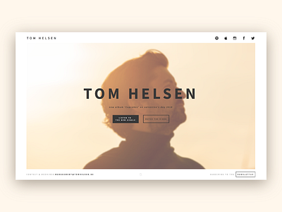 Website Tom Helsen beige design development illustrator layout minimal page singer site ux web design website