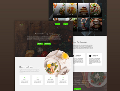Landing page design for a restaurant app branding design icon illustration logo typography ui ux vector