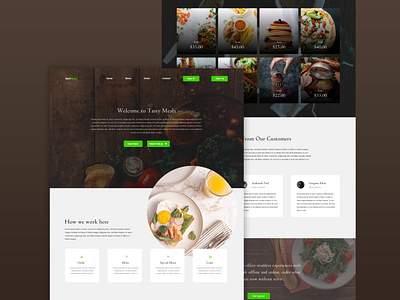 Landing page design for a restaurant