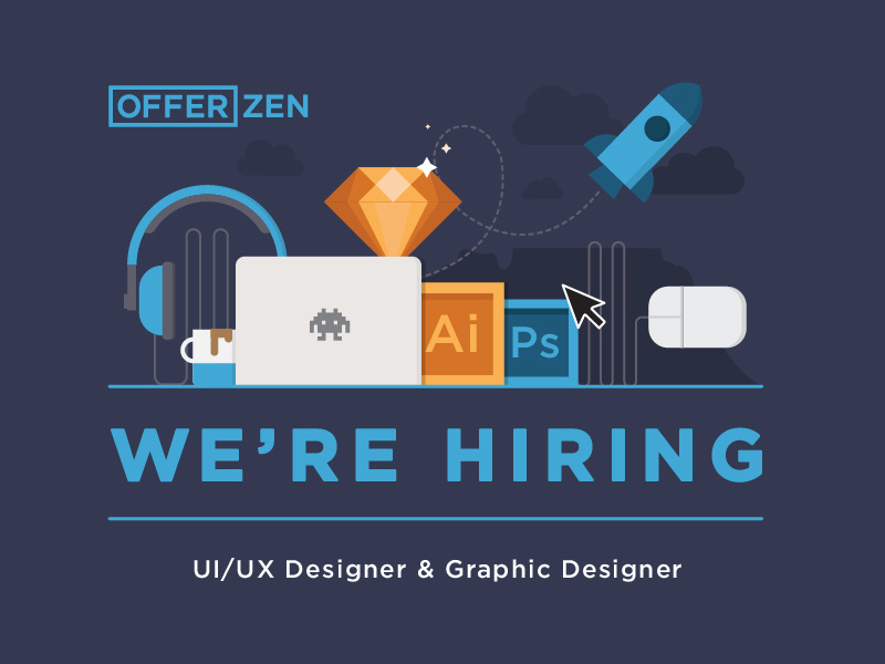 Offerzen is hiring career graphic designer design graphics opportunities rocket sketch illustrator hiring offerzen ux ui
