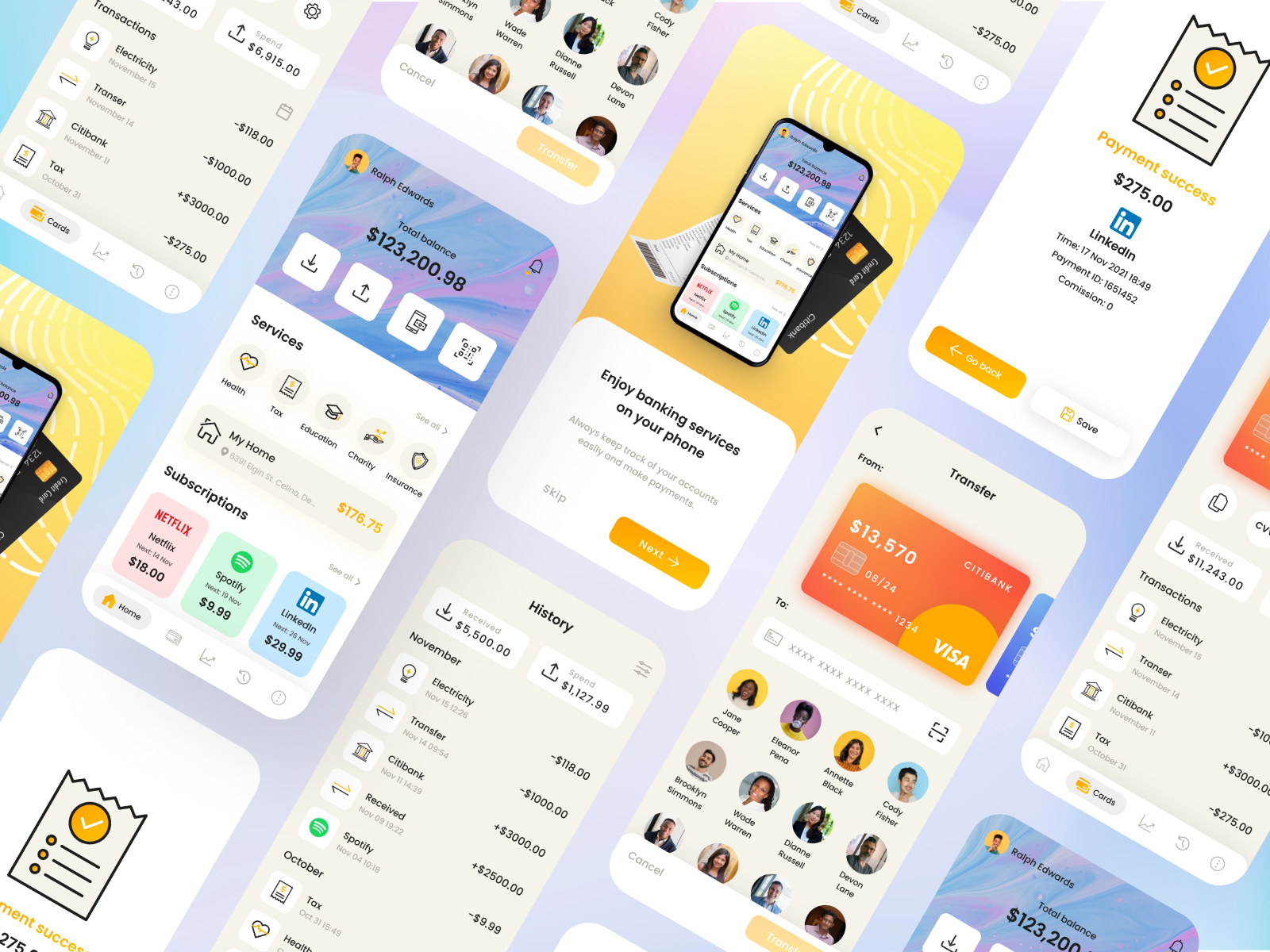 Banking app design by Muhammad on Dribbble