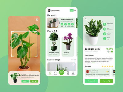 Plant App Design android app app design design green grow interface mobile plant scanning shopping ui ux