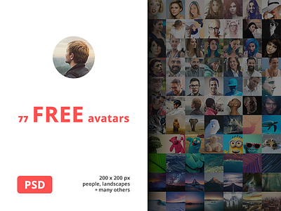 77 Free Avatars Pack avatars download female free free avatars freebie landscapes male mockup pack psd set
