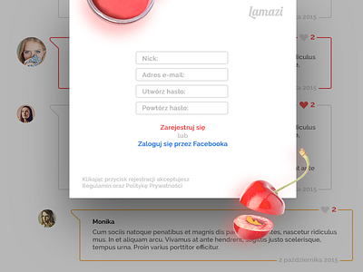 Register and comments card chat cherry comments makeup minimal pop up popup registration registrer ui ux