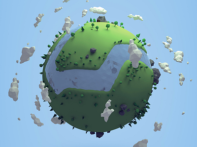 A Part of Home 3d 3ds max animation illustration low poly planet render