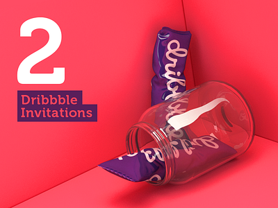 Giveaway 3d dribbble invite giveaway invitations jar minimal pink sweet candy