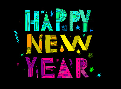 HAPPY NEW YEAR hand lettering illustration lettering typography