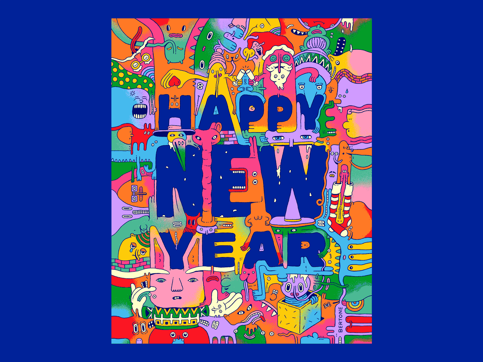HAPPY NEW YEAR 2danimation hand lettering handmade lettering illustration lettering