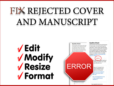 fix error or rejected Book Cover and manuscript