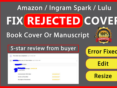 I will Fix Rejected Book cover, manuscripts.