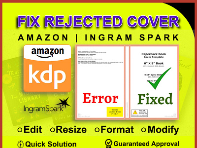 Fix Rejected Book Cover and Manuscript. amazon ebook cover ebook format edit edit book cover fix format formatting graphic design ingram spark kdp rejcted kindle cover lulu lulu cover modify paperback cover rejected book cover rejected manuscript resize resize interior