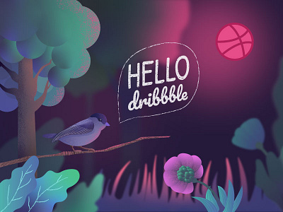 Hello Dribbble! animals commercial design dribbble graphic design hello illustration texture vector wood