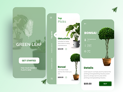 Plants app app bonsai design graphic design green mobile app design mobile design mobile ui plants ui