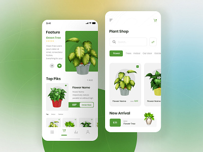 Online Flower or Plant Shop iOS Mobile App Screens Template