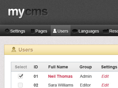 CMS Interface cms content management system icons interface neil thomas ui