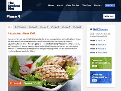 The Student Diet blue clean design diet fitness food web