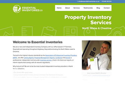 Essential Inventories Website clean green properties website whitespace