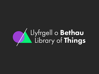 Library of Things Bilingual Logo circle color colour futura green library logo purple shapes simple triangle