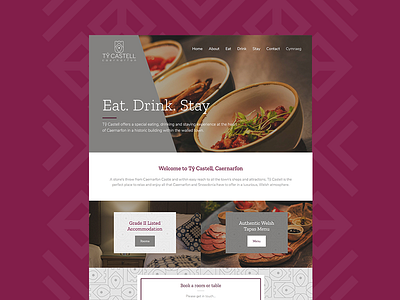 Tŷ Castell Website design food hotel purple restaurant tapas ui website