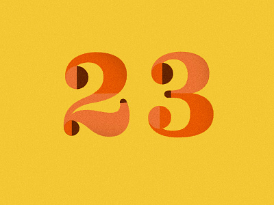 23 23 number orange yellow