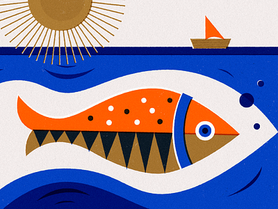 Pez azambuja fish illustration martin sea sun vector