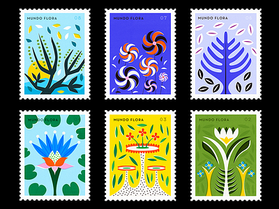 Mundo Flora II azambuja colors flor flower illustration martin stamp vector