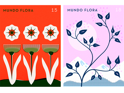 Mundo Flora III azambuja colors flor flower illustration martin stamp vector