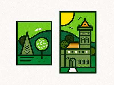 Scene azambuja green illustration line martin stamp stroke thick vector