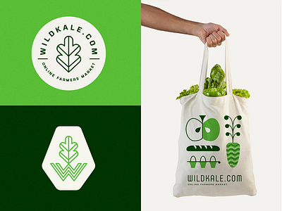 Wildkale azambuja bag branding eco farmer fruit green illustration logo mark market martin