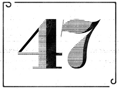 47 black four header lettering mark numbers seven white