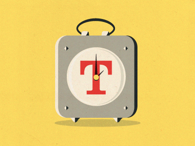 Time clock illustration letter red t time yellow
