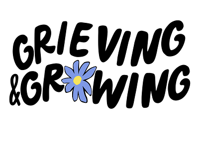 Grieving & Growing handlettering icon illustration