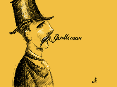 The Gentleman art black draw gentleman man yellow