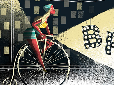 Bicycle Film Festival 2015 CDMX bicycle city festival film girl illustration lights magazine mexico night photoshop road