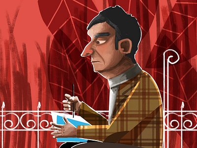 Mr. Magris adobe gentleman illustration man photoshop red working writer