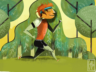 Runner day digital fast forest guy healthy illustration magazine print run runner wacom