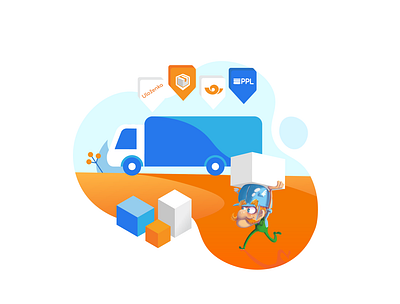 Delivery box ceskaposta delivery e shop illustration logistics package ppl transportation truck zasilkovna