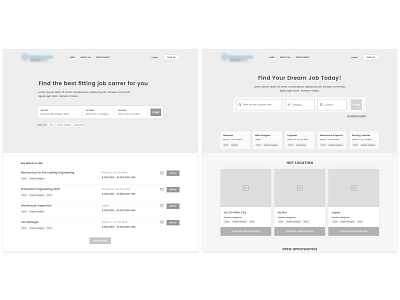 Employment Website - Mid Fidelity Wireframes (WIP)