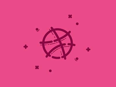 Let's Dribbble !! design dribbble graphic icon illustration line planet space stars