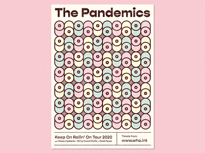 The Pandemics – Fantasy Tour Poster 70s design corona virus covid 19 gig poster graphic design halftones illustration loo roll pandemic pastel colours toilet paper toilet roll tour poster