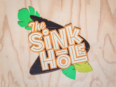 The Sink Hole – Tiki Bar Logo, Papercut 1950s branding exotica graphic design illustration logo mid century mid century modern paper paper craft papercut polynesia polynesian retro south pacific tiki tiki bar tiki culture tiki pop typography