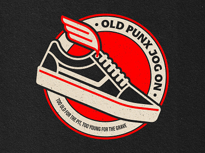 Old Punx Jog On – Shirt Design badge badge design badges distressed graphic design illustrator jogging patch patch design patches photoshop punk punk rock run club running running club shirt shirt design t shirt t shirt design