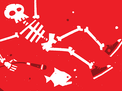 Fish Food blood bones dead fish meat microphone musician piranha poster skeleton skull sneakers