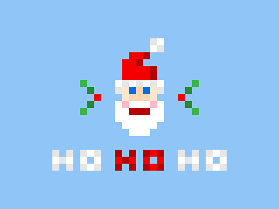 8-Bit Santa 8 bit christmas ho ho ho holiday holly illustration pixel art pixels santa squares type