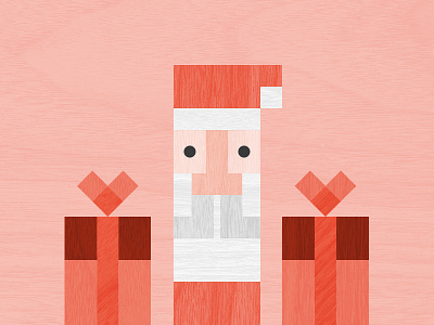 Santa and Gifts blocks christmas geometric gifts holiday illustration repetition santa shape texture wood wood grain