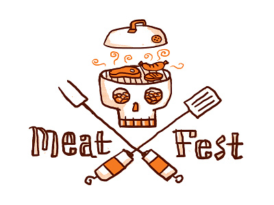 Meat Fest 2015 coals cooking cookout crossbones festival grill illustration meat music skull type utensils